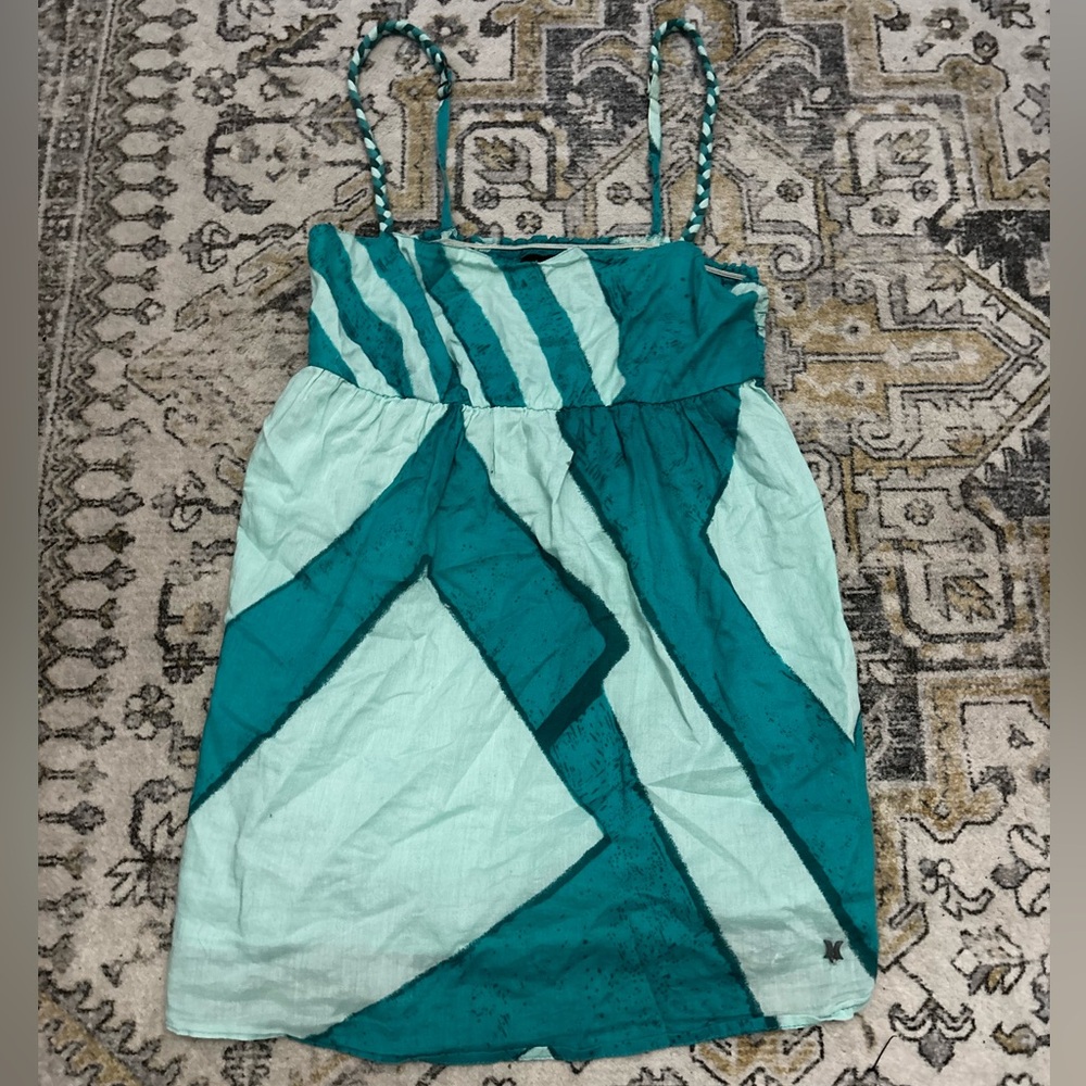 Hurley Teal and White Striped Top